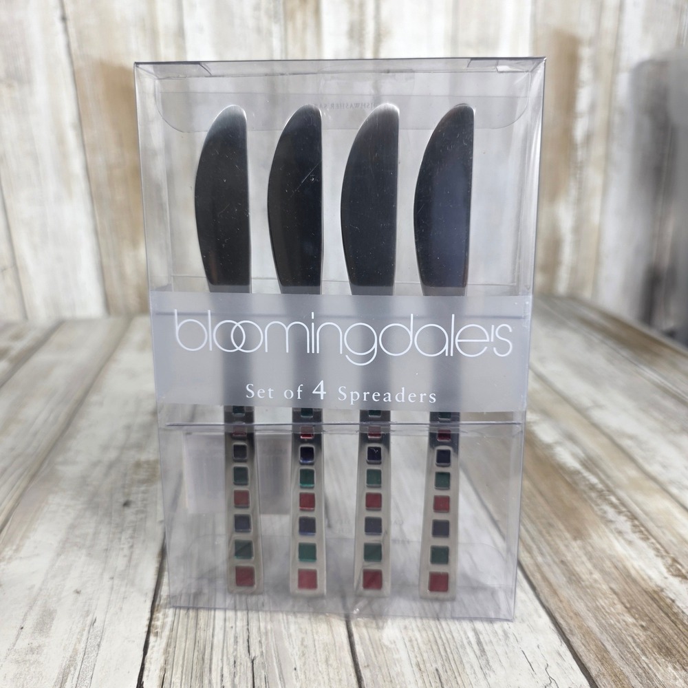 Bloomingdales Cambridge Silversmiths Mosaic 4pc Spreader Set Stainless Steel NEW